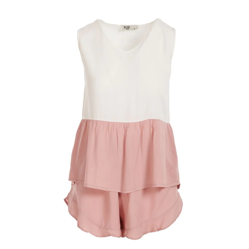 Women summer pajama set Cashmere ruffles top + Ruffles shorts - Image 2