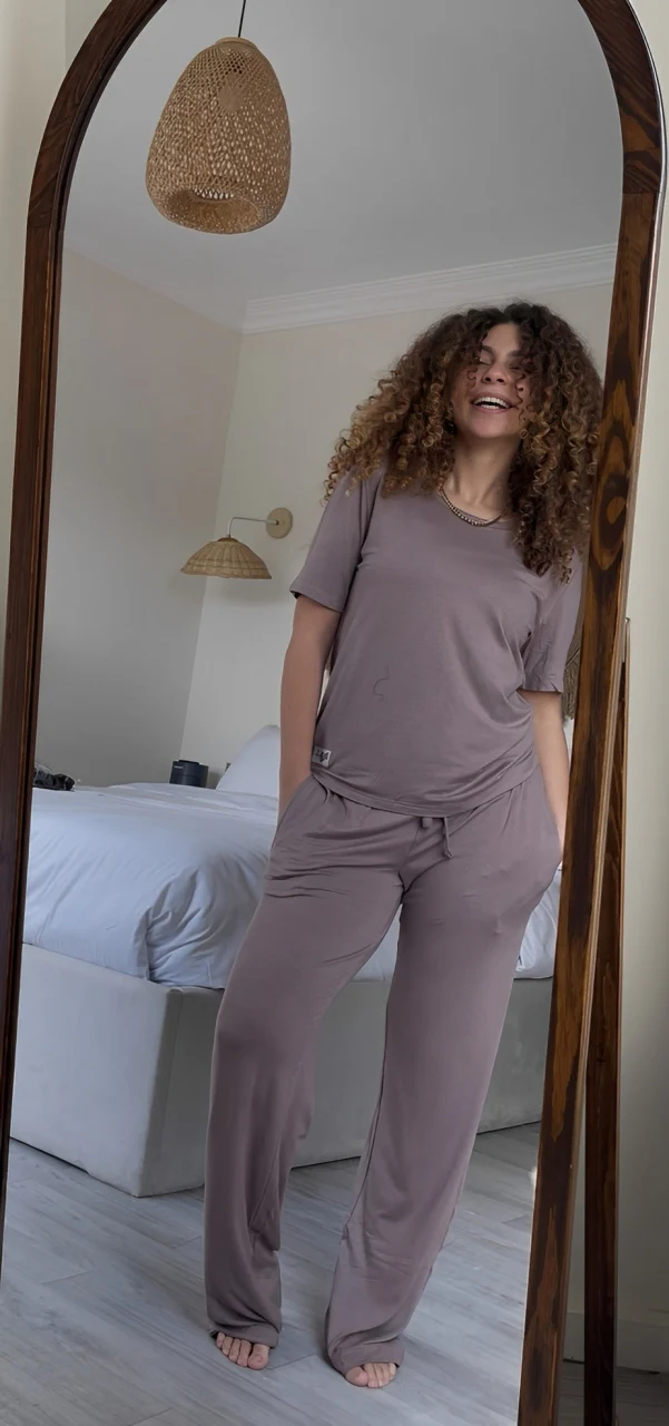 Women summer pajama set Choco shirt + Pants - Image 2