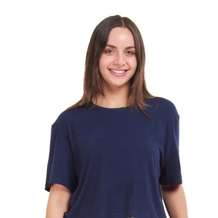 Women summer pajama set Dark Blue Cropped top + cafe x dark blue floral pants - Image 7