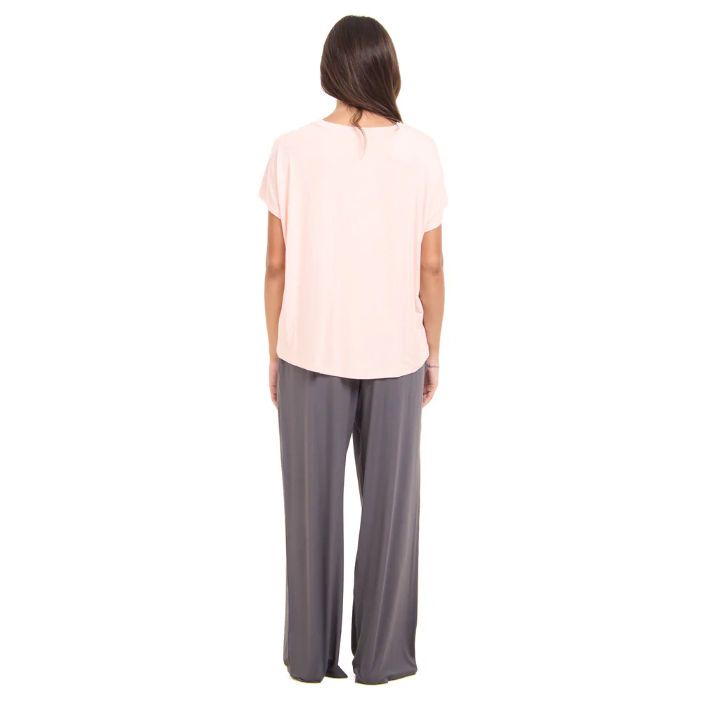 Women summer pajama set  Dusty pink top + Light grey Pants - Image 5