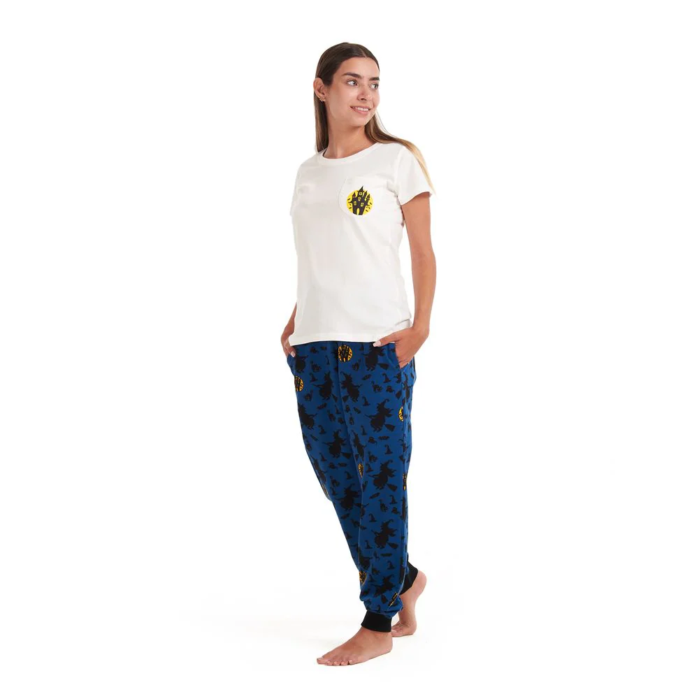 Women summer pajama set Off White T-shirt + Witches pants - Image 5
