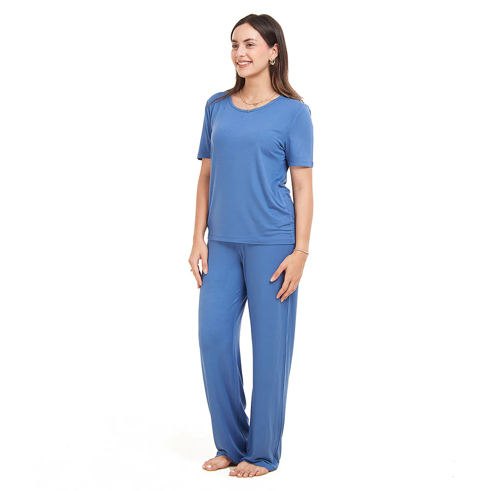 Women summer pajama set Petroleum shirt + Pants - Image 2