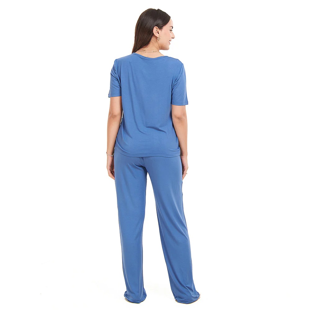 Women summer pajama set Petroleum shirt + Pants - Image 5