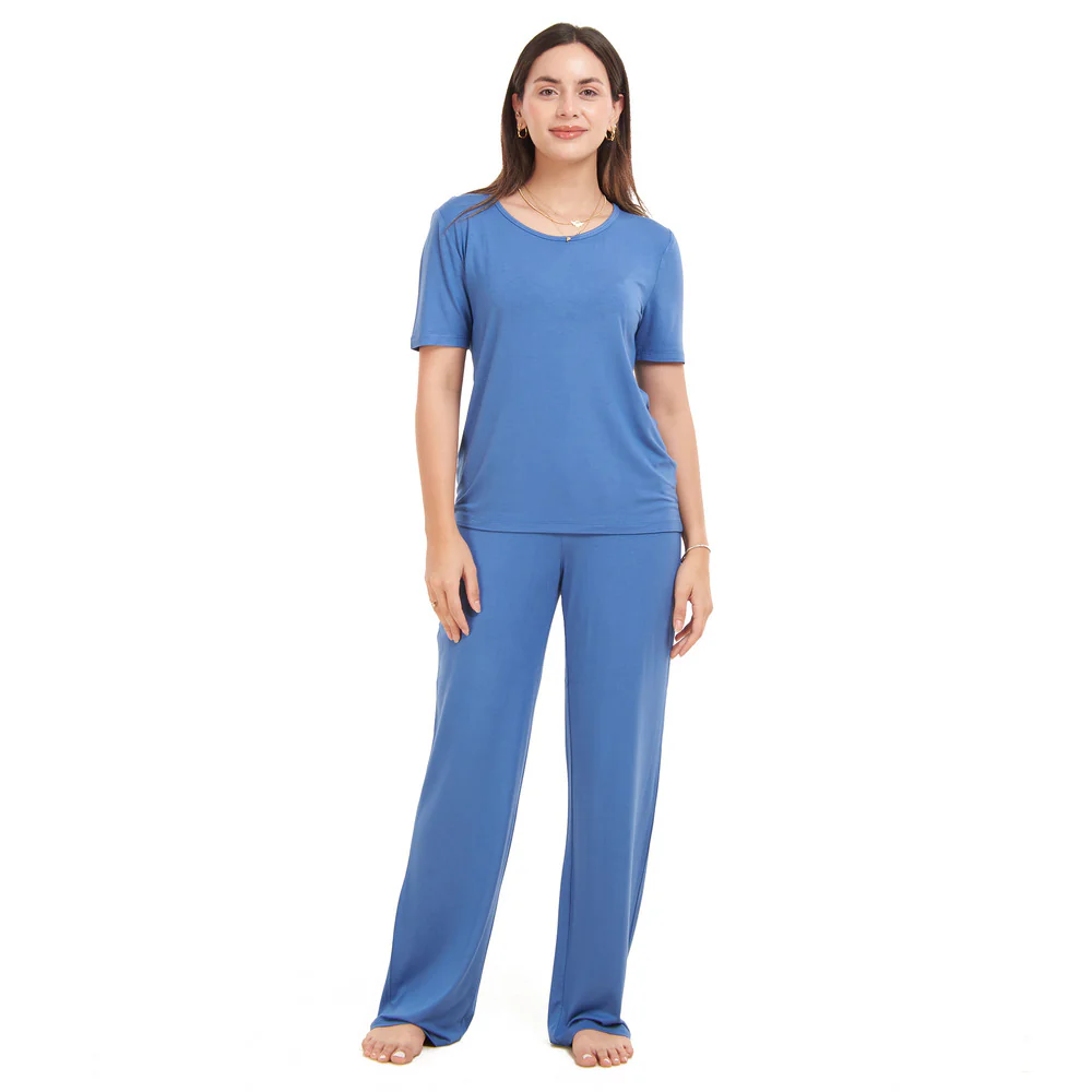 Women summer pajama set Petroleum shirt + Pants - Image 7