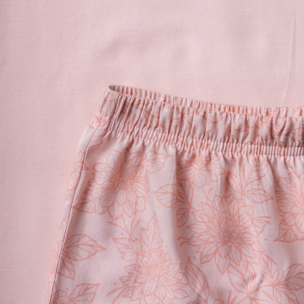 Women summer pajama set Rose Tee + Dahlia floral shorts - Image 2