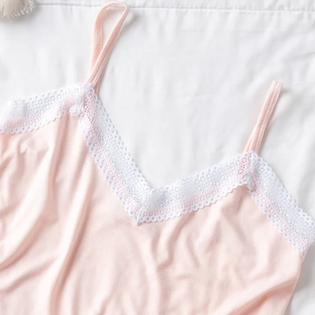 Women summer pajama set lace rose top + Pants - Image 2