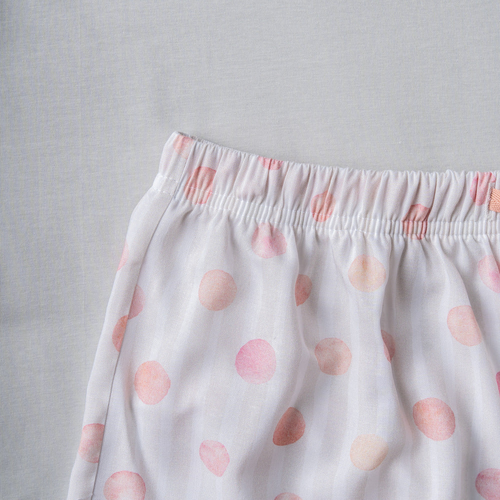 Women summer pajama set Silver Grey Tee + Watercolor Bubbles shorts - Image 2