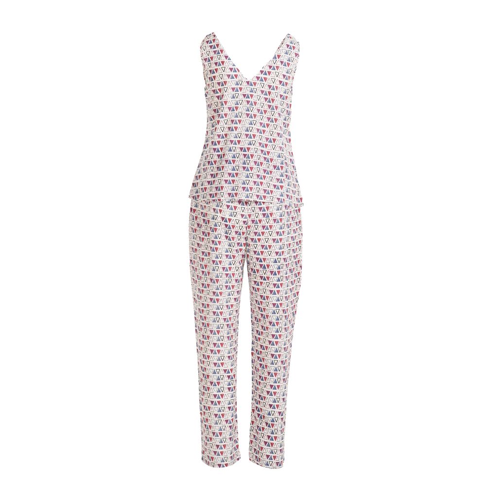 Women summer pajama set Tribal triangles top + Pants - Image 3