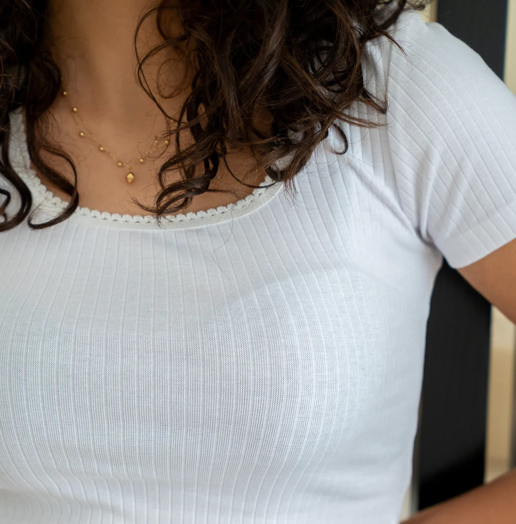 Women summer pajama set White T-shirt + Pants - Image 3