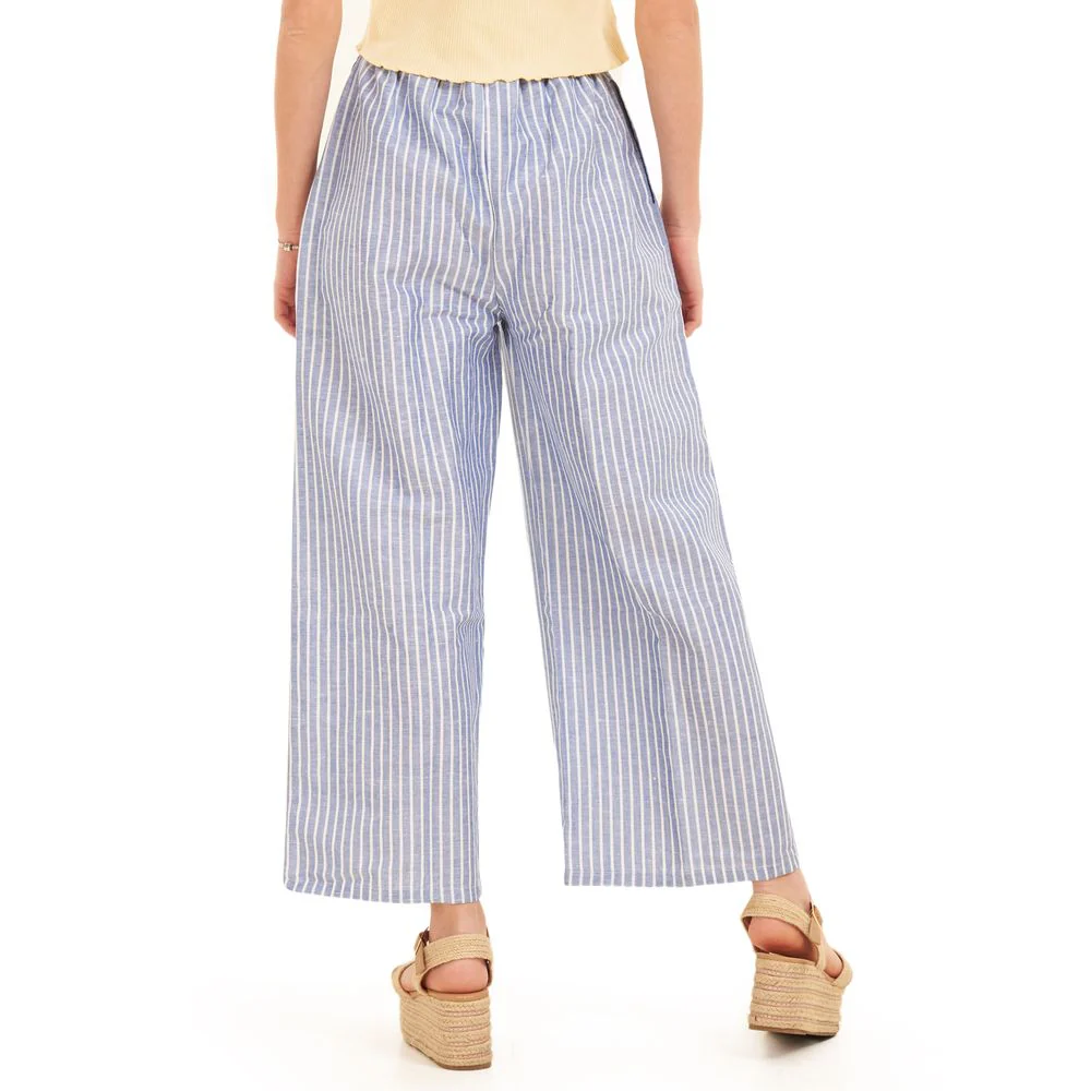 Women summer wide leg pants Petroleum stripes - Image 3