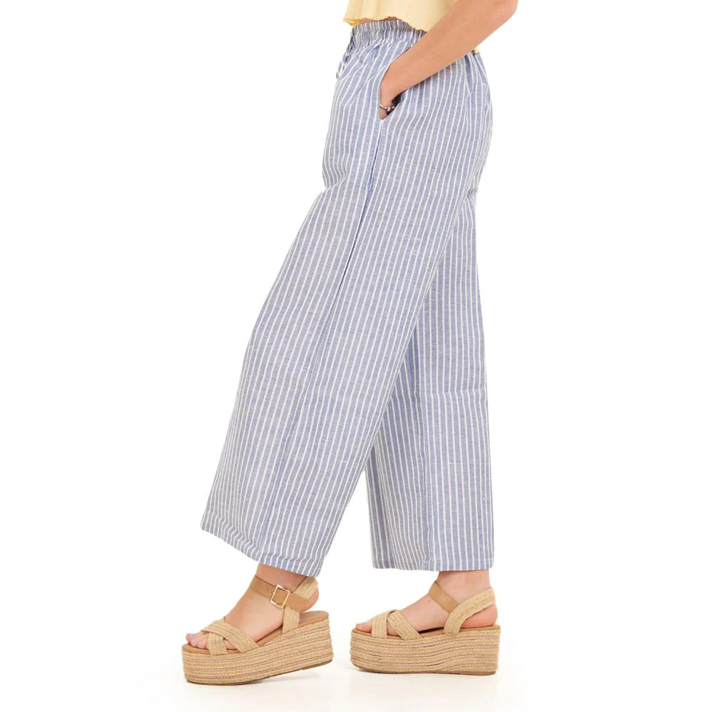 Women summer wide leg pants Petroleum stripes - Image 4