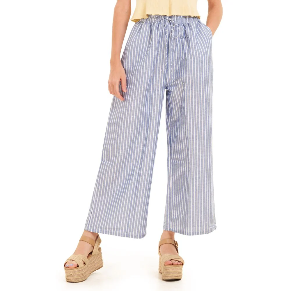 Women summer wide leg pants Petroleum stripes - Image 7