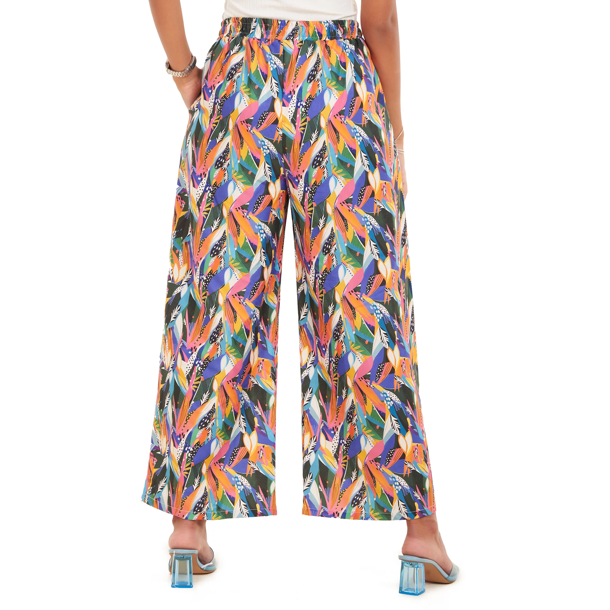 Women summer wide leg pants Abstract - Image 3