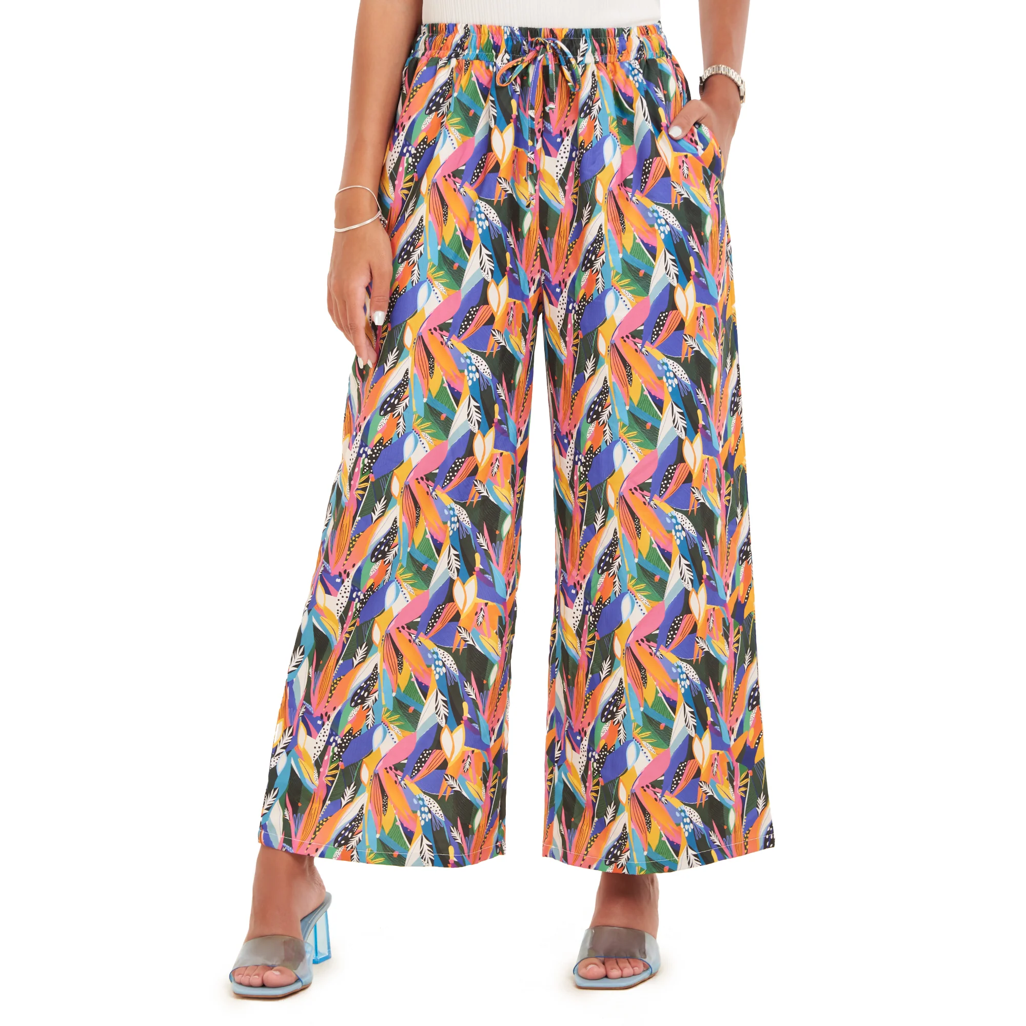 Women summer wide leg pants Abstract - Image 4
