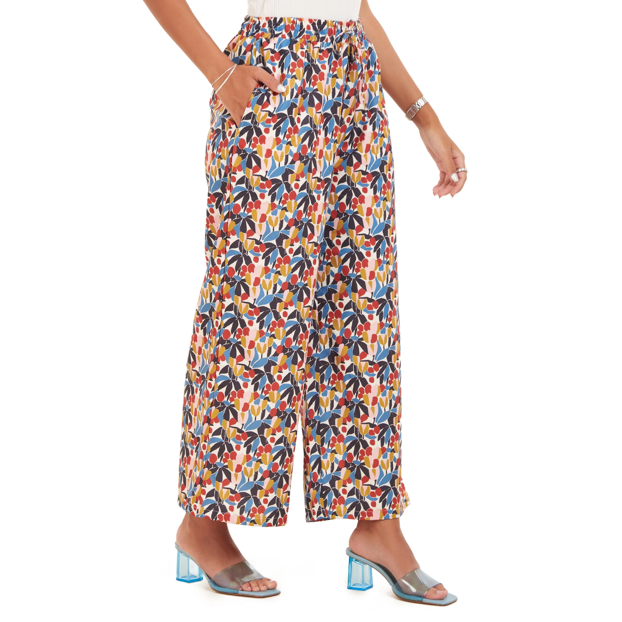 Women summer wide leg pants Blossoms - Image 3