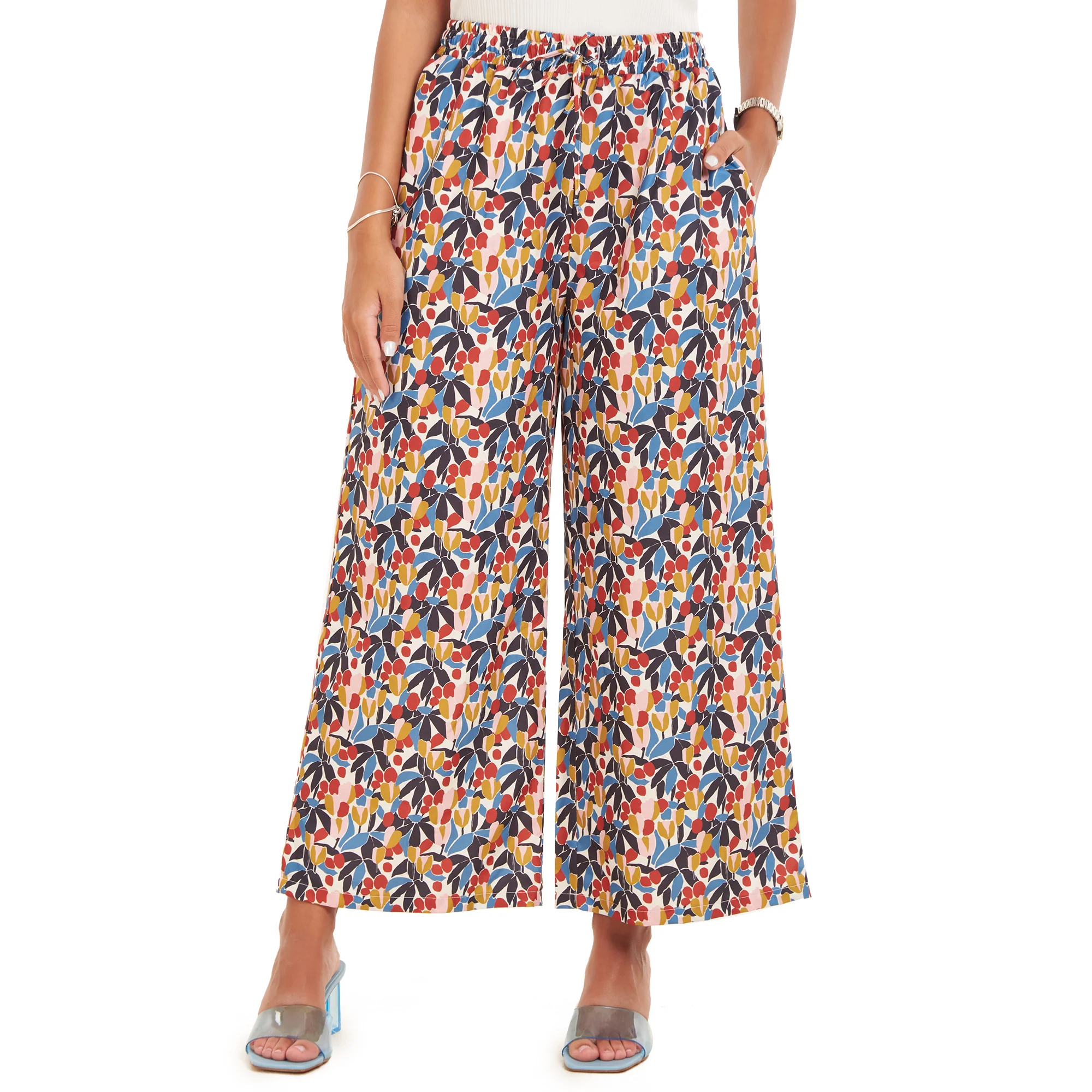 Women summer wide leg pants Blossoms - Image 5