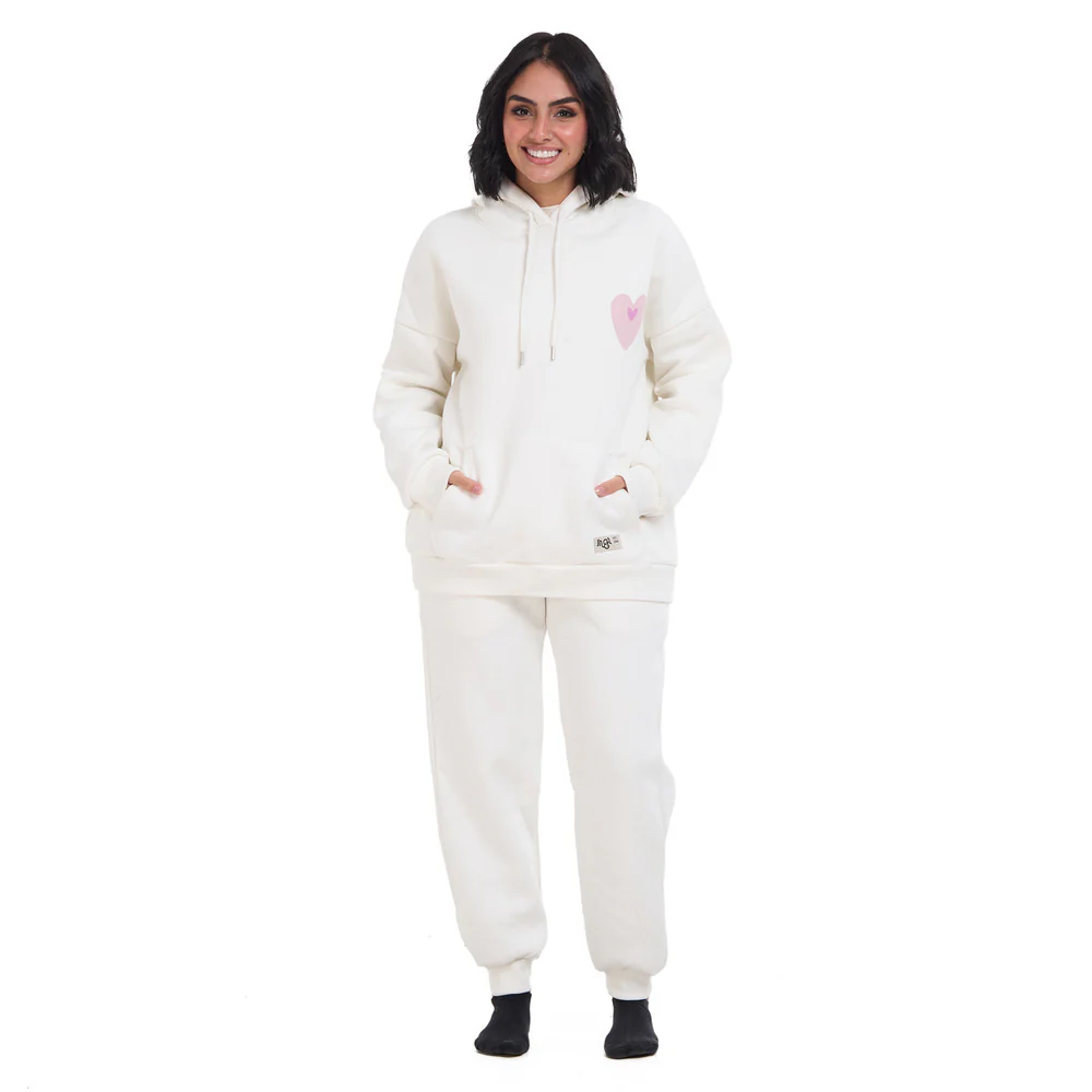 Women White Self Love Era Oversize Hoodie Set - Image 3