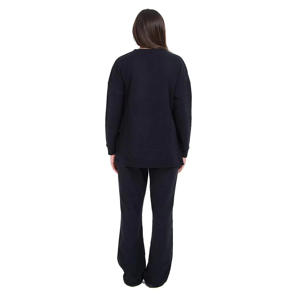 Women Winter Pajama Set Black Oversized Sweatshirt + Pants - Image 4