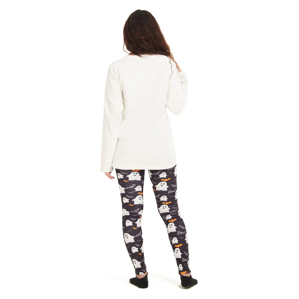 Women Winter Pajama Set BOO! Off-white sweatshirt + Leggings - Image 6