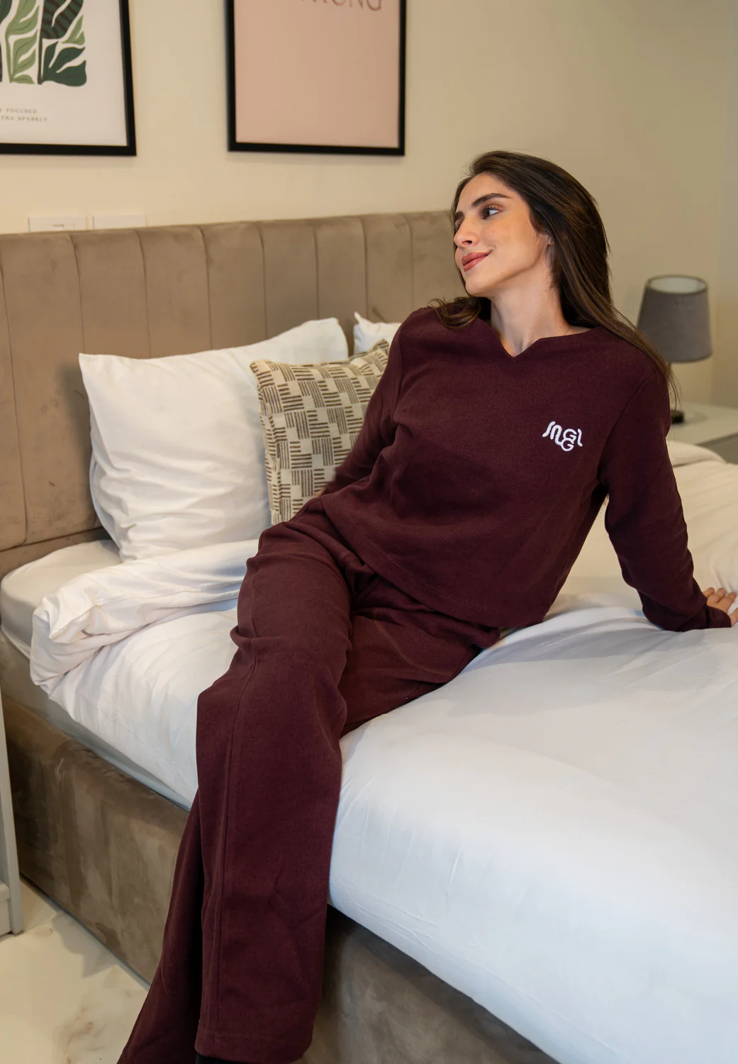 Women Winter Pajama Set Grape Sweatshirt + Pants - Image 2