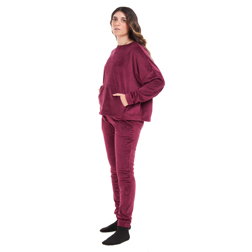 Women Winter Pajama Set Cherry Sweatshirt + Pants - Image 2