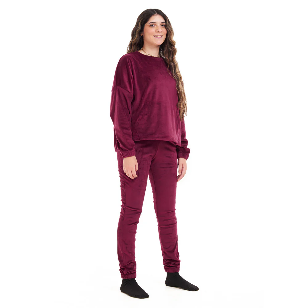 Women Winter Pajama Set Cherry Sweatshirt + Pants - Image 3
