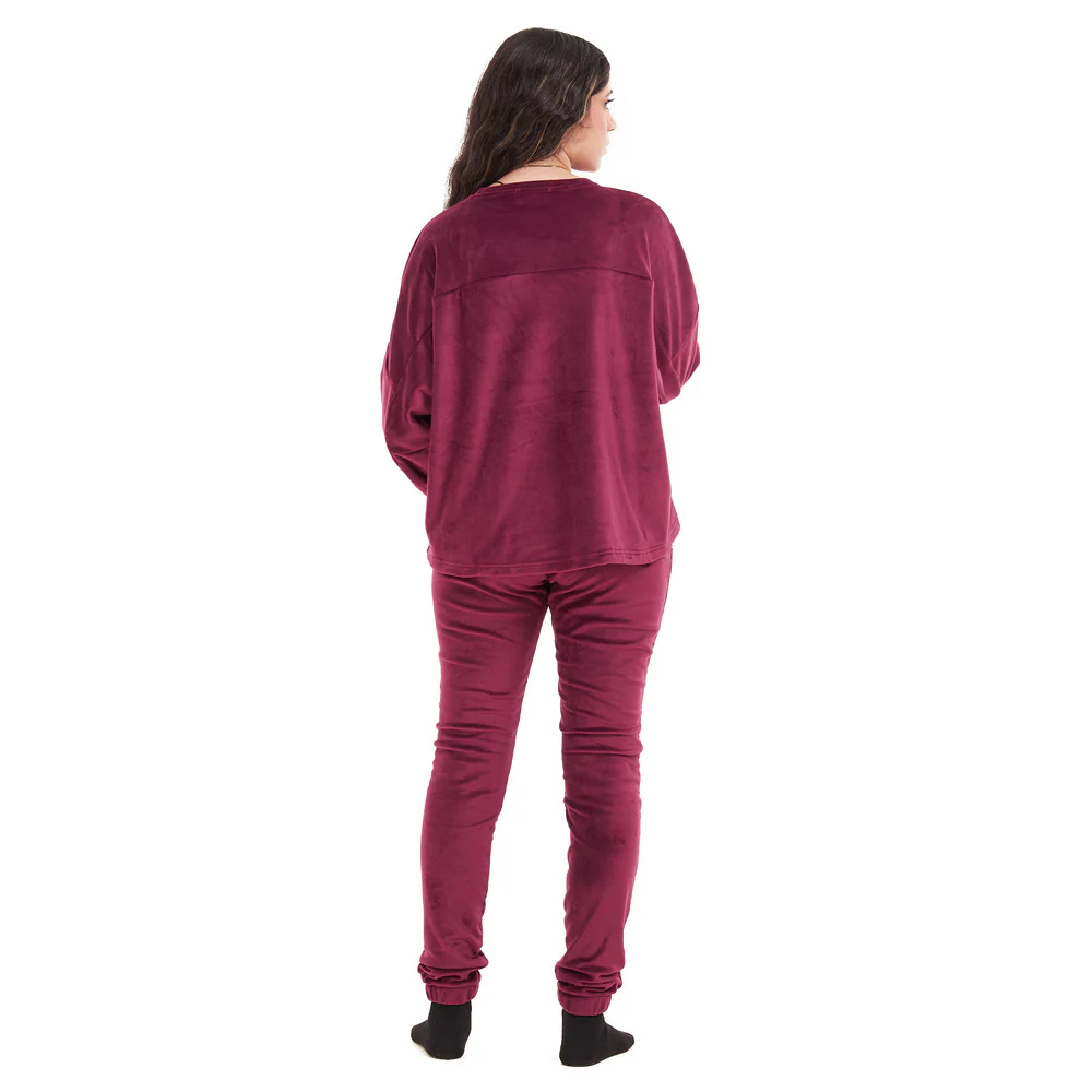 Women Winter Pajama Set Cherry Sweatshirt + Pants - Image 4