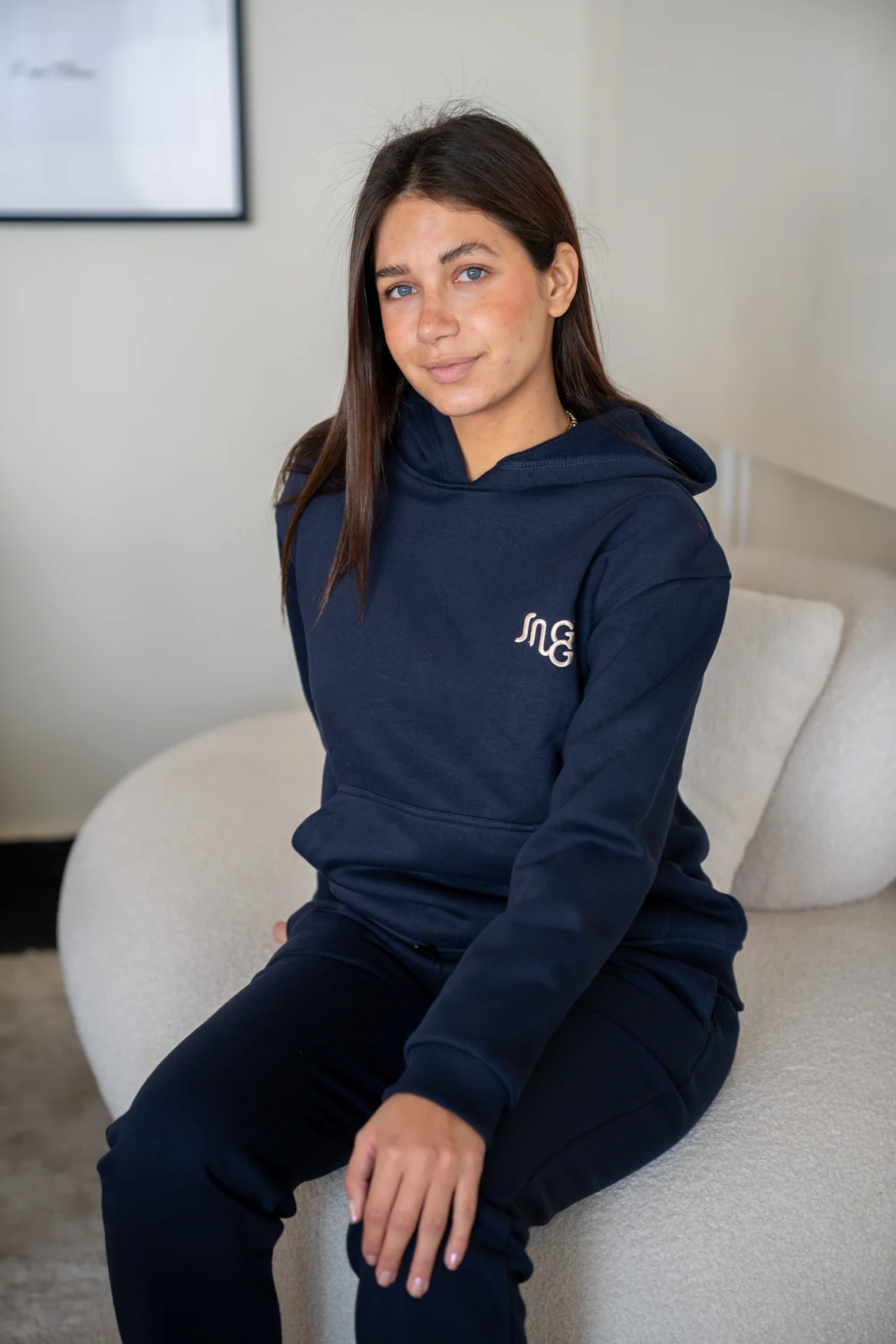 Women Winter Pajama Set Dark Blue Hoodie + Pants - Image 3
