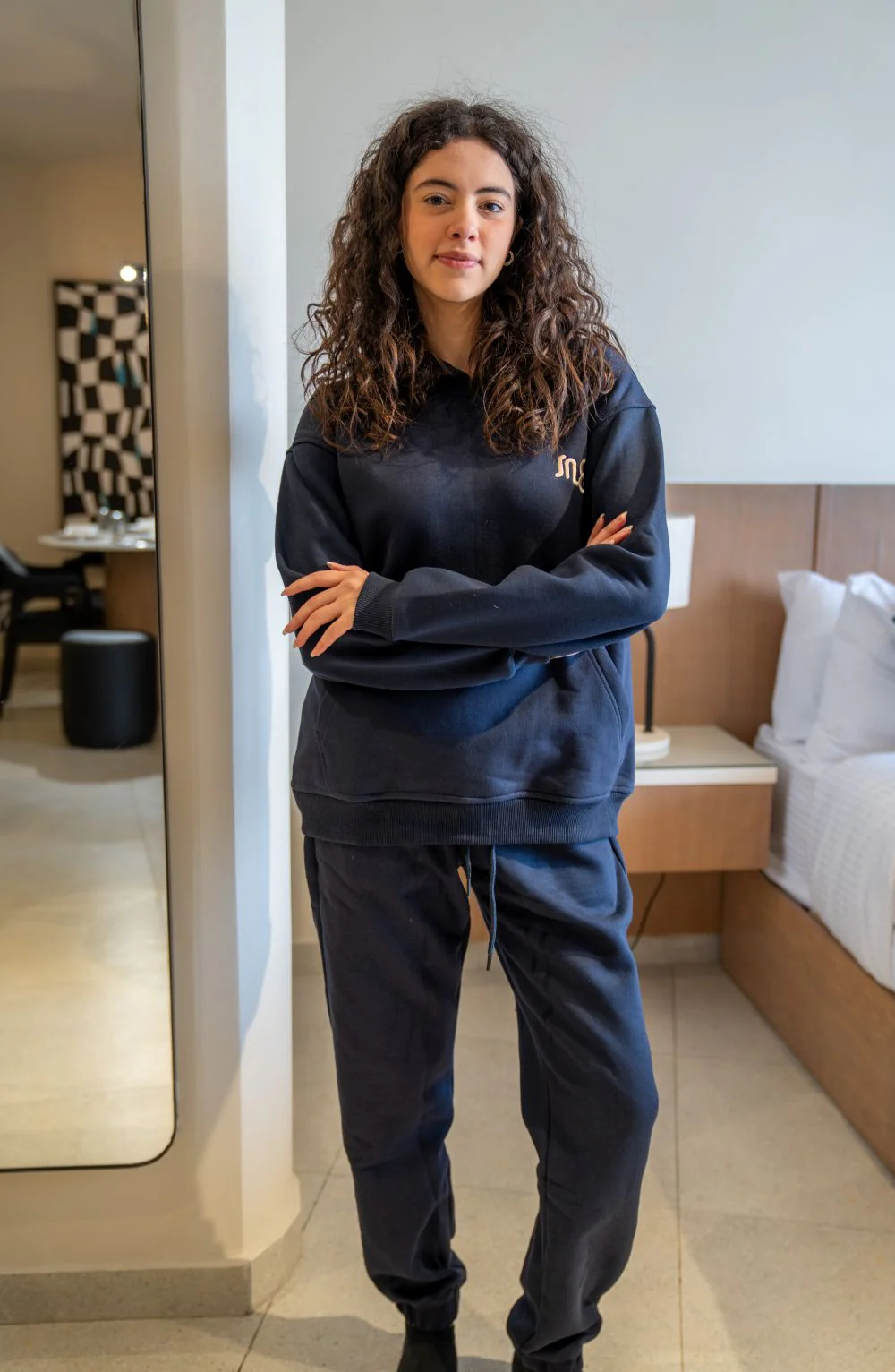 Women Winter Pajama Set Dark Blue Hoodie + Pants - Image 6