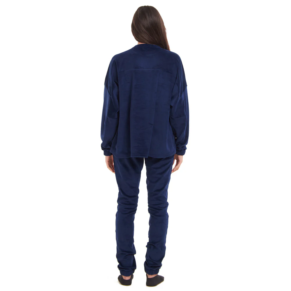 Women Winter Pajama Set Dark Blue Sweatshirt + Pants - Image 4