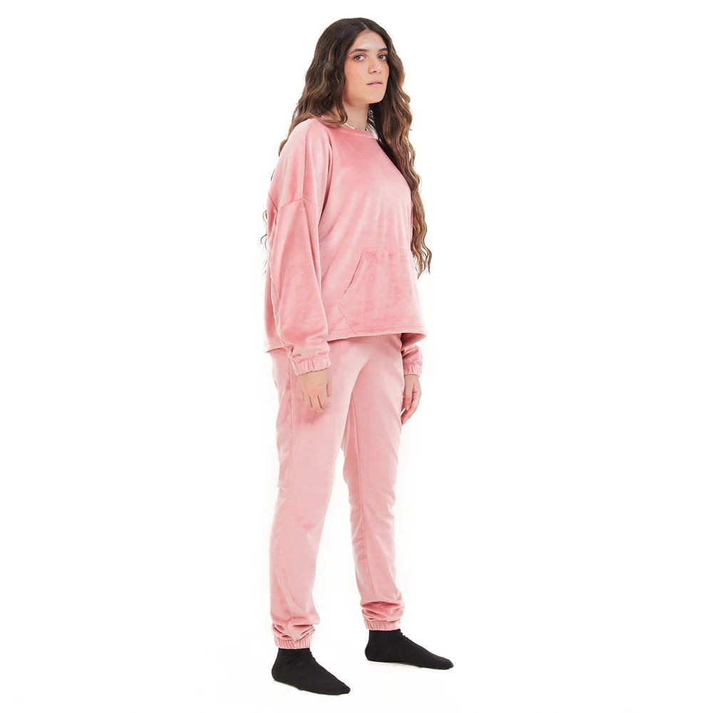 Women Winter Pajama Set Cashmere Sweatshirt + Pants - Image 2