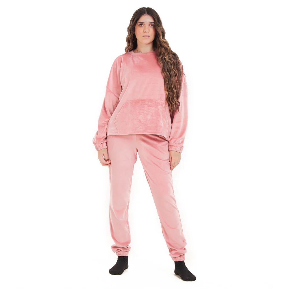 Women Winter Pajama Set Cashmere Sweatshirt + Pants - Image 4