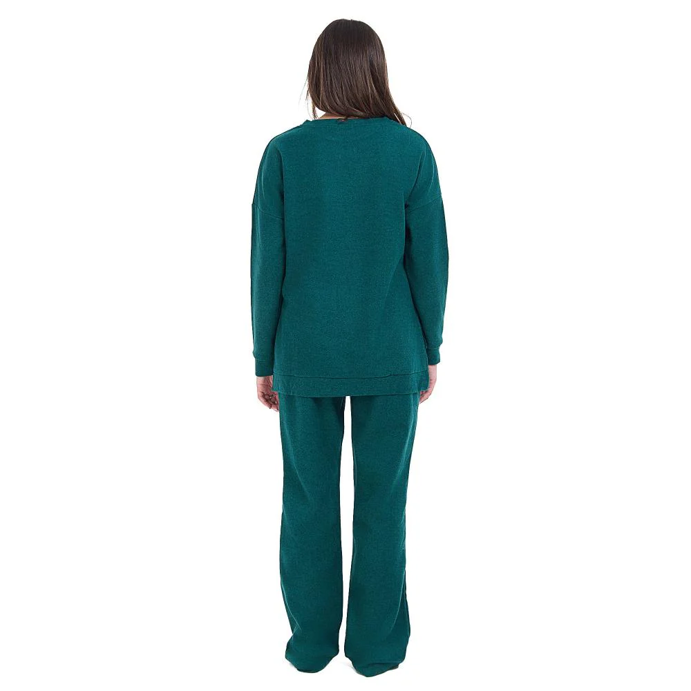 Women Winter Pajama Set Dark Green Oversized Sweatshirt + Pants - Image 4