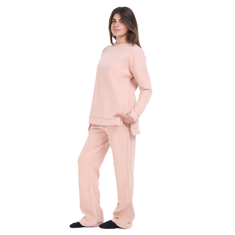Women Winter Pajama Set Dusty Rose Oversized Sweatshirt + Pants - Image 2