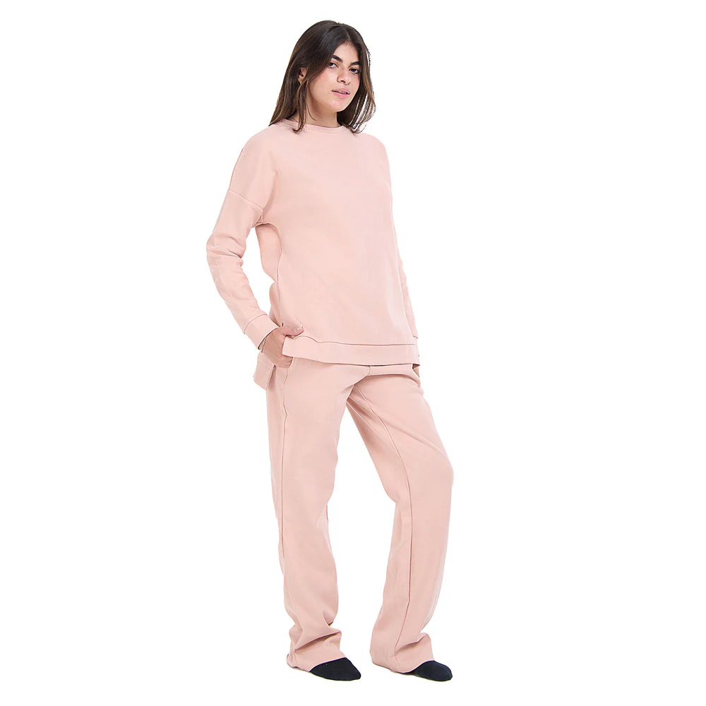 Women Winter Pajama Set Dusty Rose Oversized Sweatshirt + Pants - Image 3