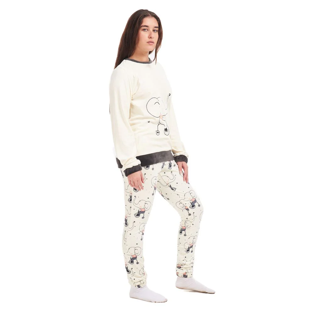 Women Winter Pajama Set Elephant Sweatshirt + Pants - Image 3