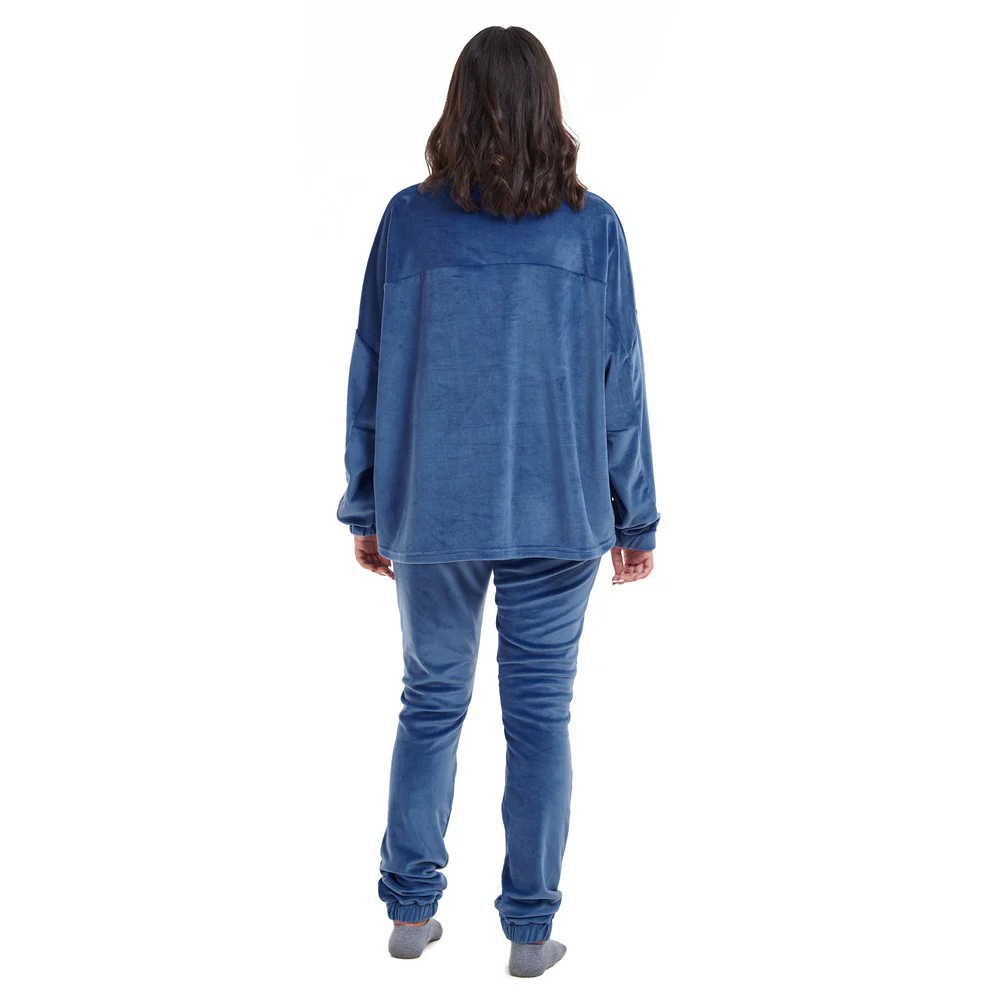 Women Winter Pajama Set Indigo Sweatshirt + Pants - Image 4