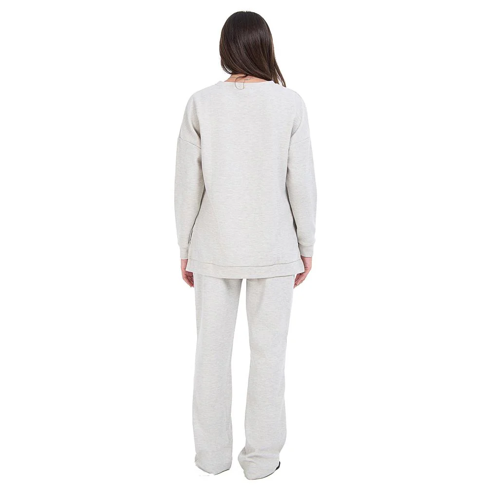 Women Winter Pajama Set Light Grey Oversized Sweatshirt + Pants - Image 4