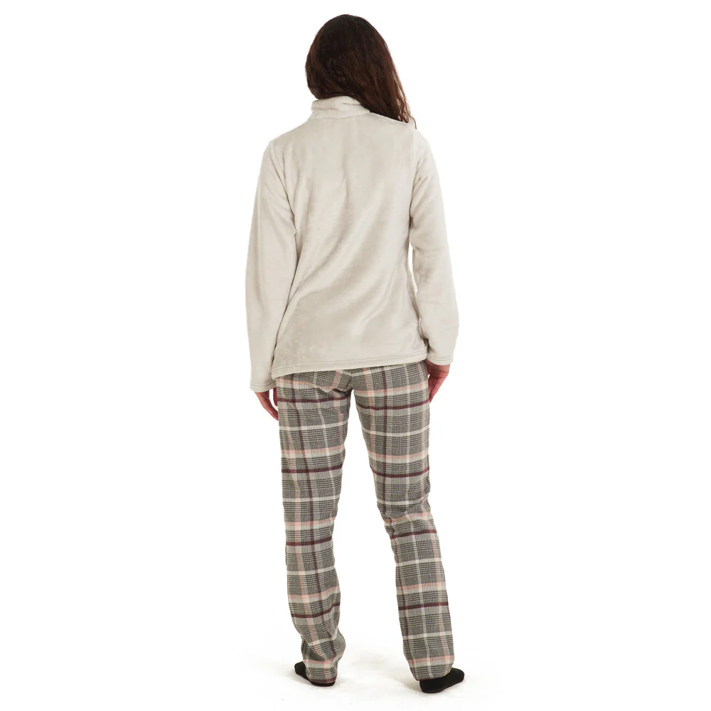 Women Winter Pajama Set Light Grey sweatshirt + Grey x Simon Checkered pants - Image 5