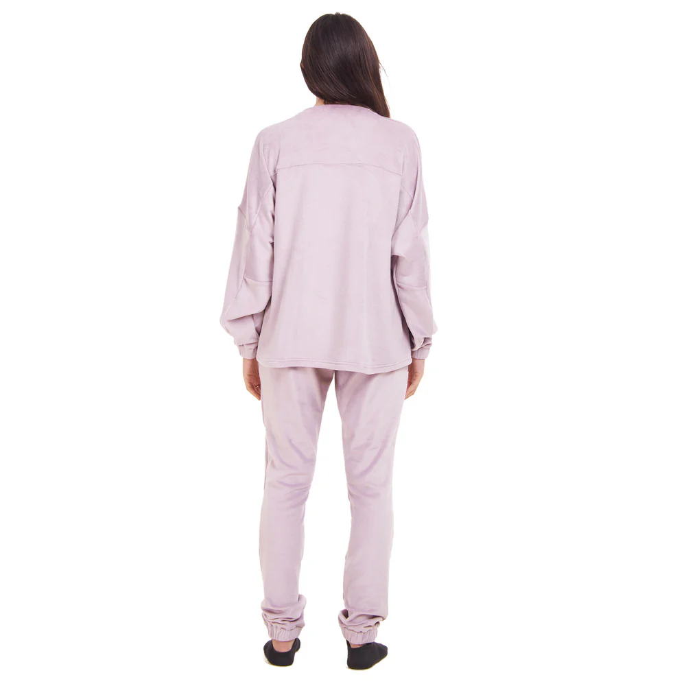 Women Winter Pajama Set Mauve Sweatshirt + Pants - Image 3