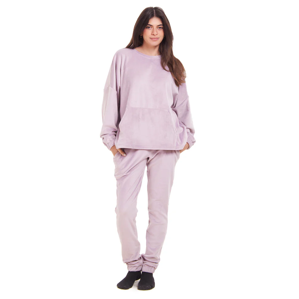 Women Winter Pajama Set Mauve Sweatshirt + Pants - Image 4