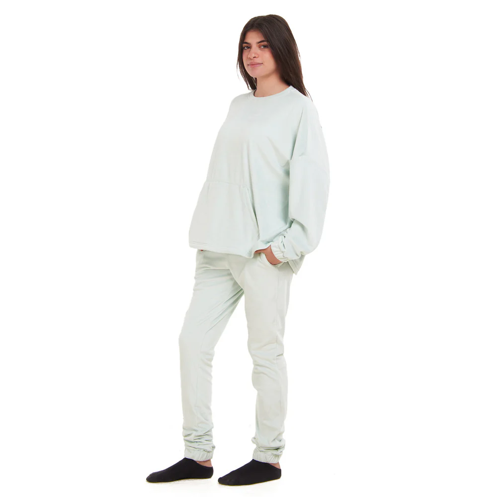 Women Winter Pajama Set Mint Sweatshirt + Pants