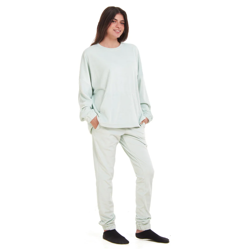 Women Winter Pajama Set Mint Sweatshirt + Pants - Image 2