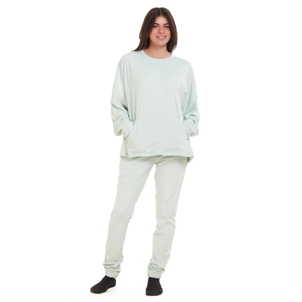 Women Winter Pajama Set Mint Sweatshirt + Pants - Image 4