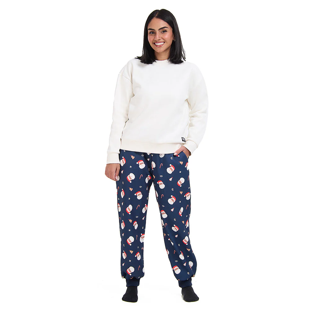 Women Winter Pajama Set Off White Sweatshirt + Pants - Image 6