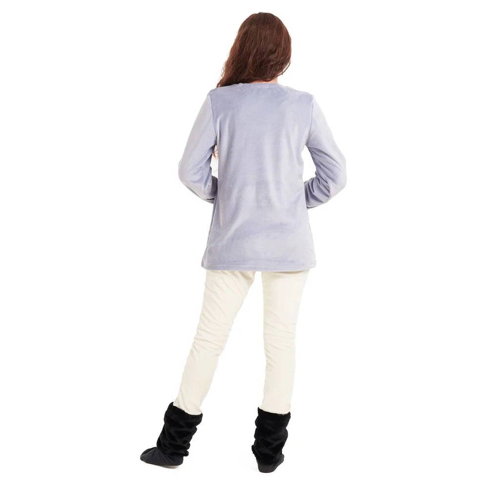 Women Winter Pajama Set Polar bear sweatshirt + Off white pants - Image 5