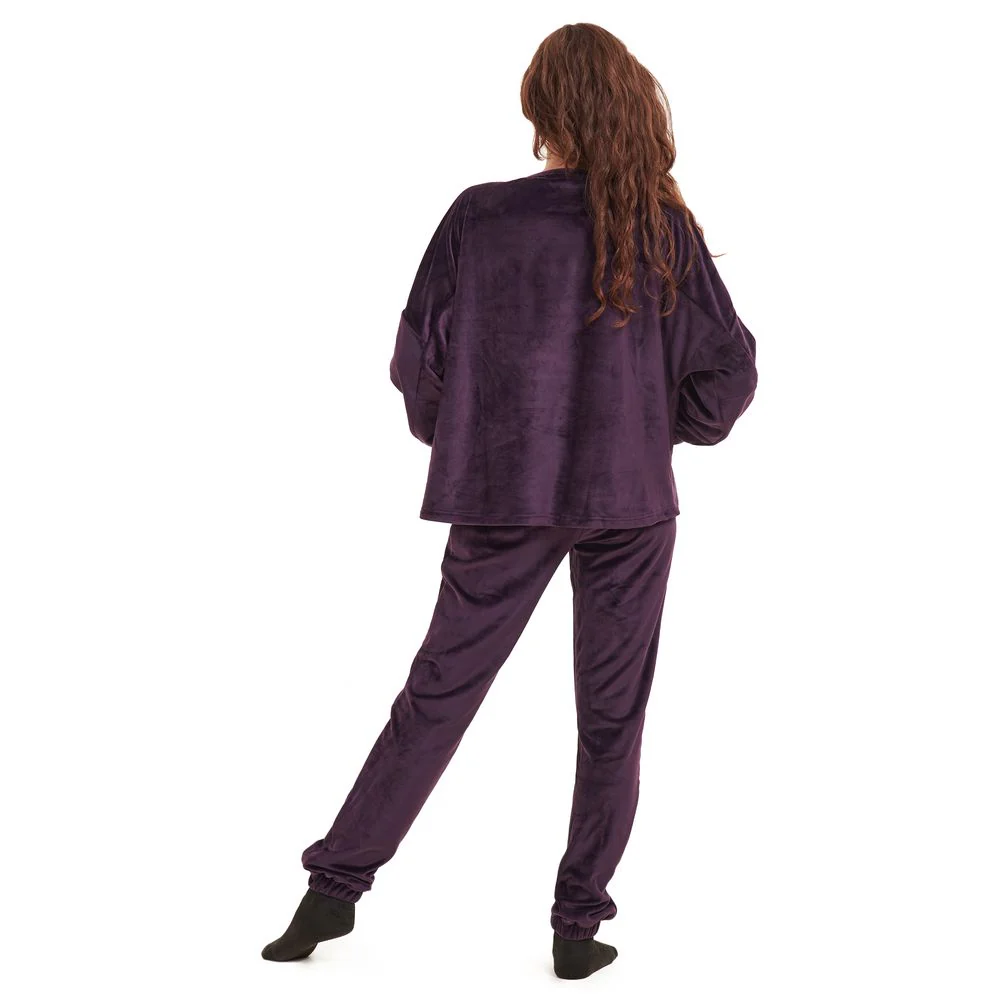Women Winter Pajama Set Purple Sweatshirt + Pants - Image 4